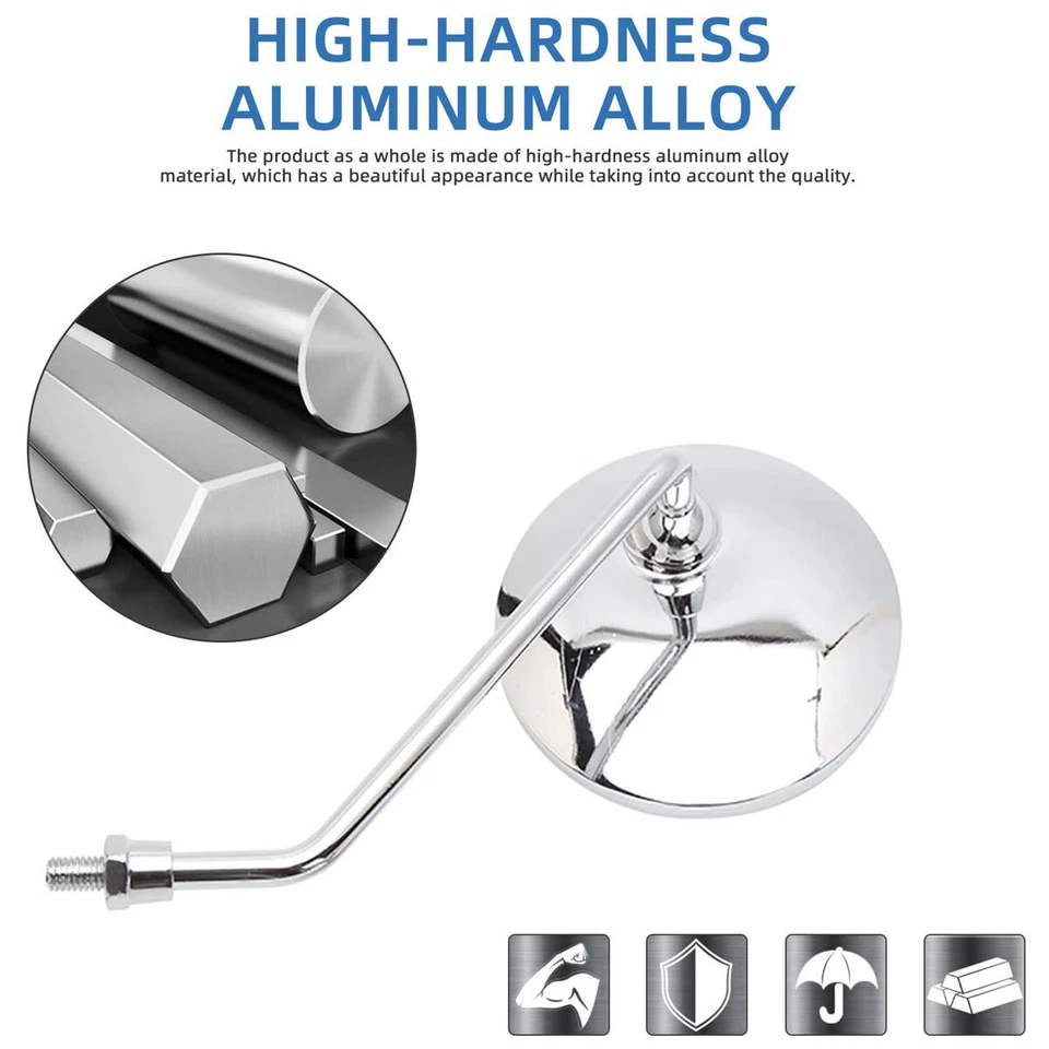 2x Para Yamaha Chappy LB80 1976-1984 Espelhos Laterais de Motocicleta Retrovisores Cromados 10mm - Imagem 3 de 4