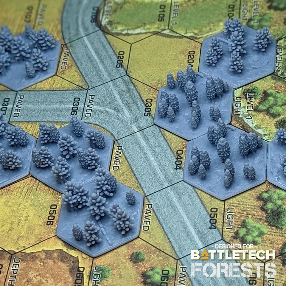 Juego de 4 hexagonales BattleTech Forests 1,25" | Paisaje TTRPG, terreno de juego Foto 2 de 4