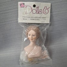 Vintage Mangelsen's Porcelain Lady Brown Hair Head  Hands 168-60 2 3/8" New