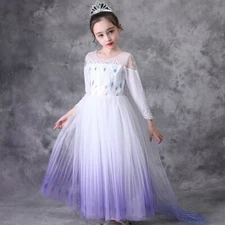 Elsa Snow Queen Costume Cosplay Dress Outfit Party Girls Dress up