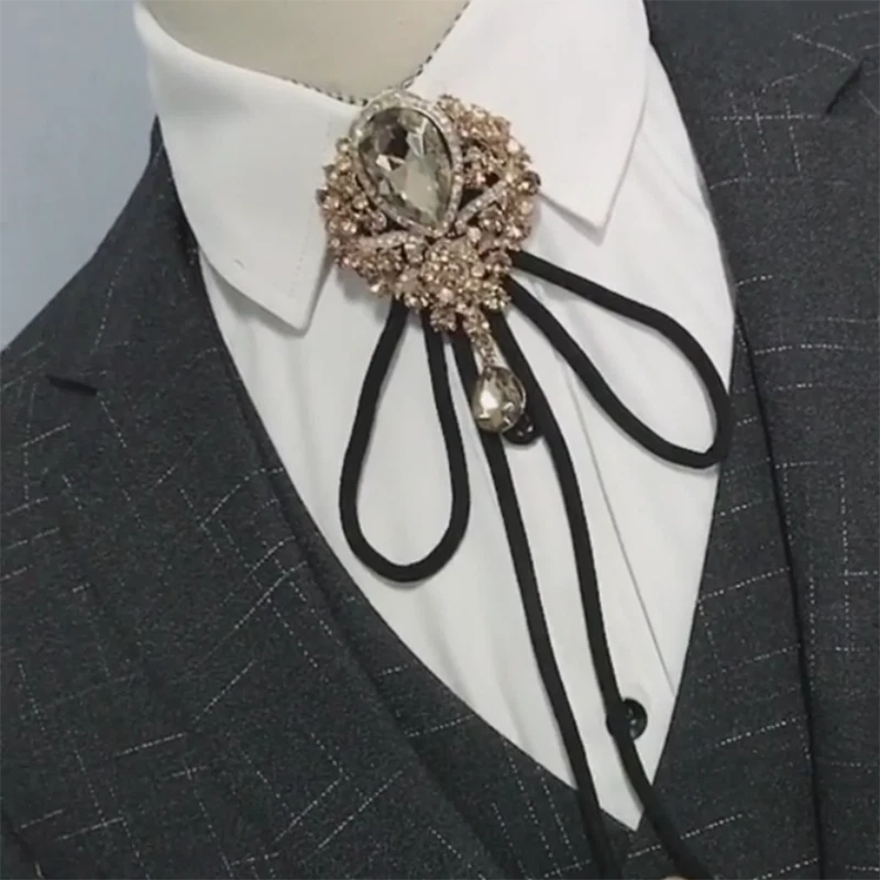 Corbata de moño ajustable de cristal con estrás para hombres mujeres boda graduación fiesta decoración Foto 2 de 4