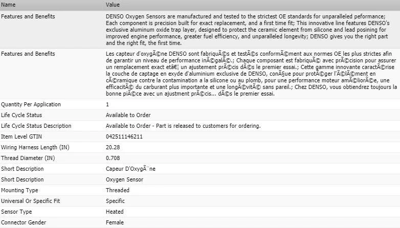 Датчик кислорода Downstream Denso для 2001-2003 ACURA CL V6-3,2 л - Изображение 2 из 4