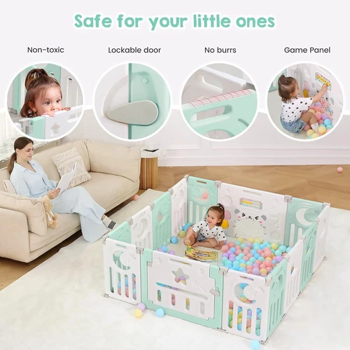 10/14/18 Stk Laufgitter Baby Laufstall Faltbar DIY Absperrgitter Krabbelgitter - Bild 57 von 59