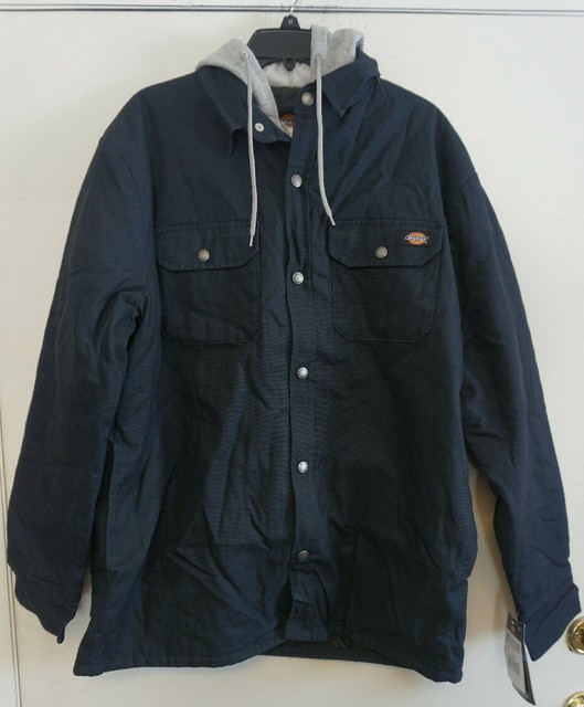 dickies men's relaxed fit hooded duck quilted shirt jacket big