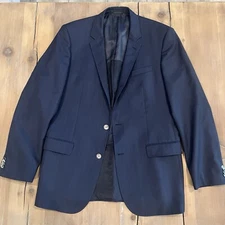 Mens HUGO BOSS Blue Sport Coat 44L US Size Single Breasted Wool Blazer Jacket