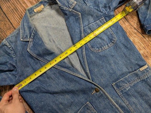 Vintage Bill Blass Denim Chore Coat Corduroy Collar Women Size 6 Button - Picture 13 of 14