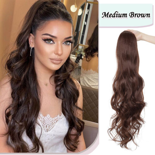 60cm Pferdeschwanz Haarteil Locken Kordelzug Lang Haarverlängerunge Ponytail DE - Bild 16 von 22