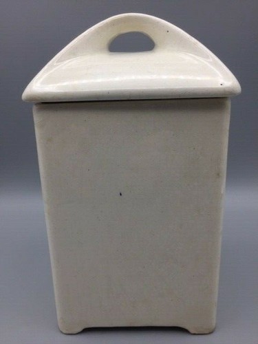 Coffee Canister Ceramic Rectangular Blue Windmill Design Vintage Germany Nice - Picture 4 of 11