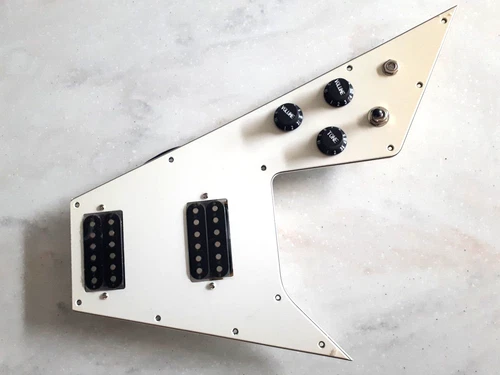 Gibson Flying V Style Guitar Pickguard 3 Ply White w/ Electronics - NEW