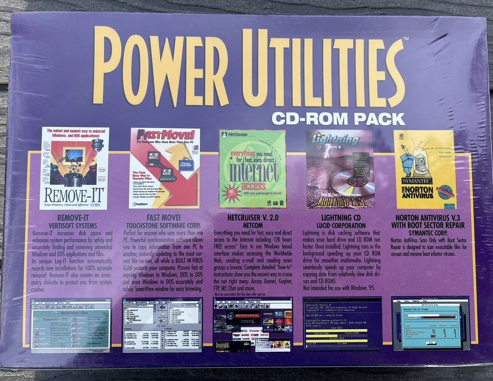 Power Utilities CD-ROM Pack, W 3.1 + / DOS 3.1 / 4.0 +, Slash, 1995, New, Sealed - Image 2 of 3