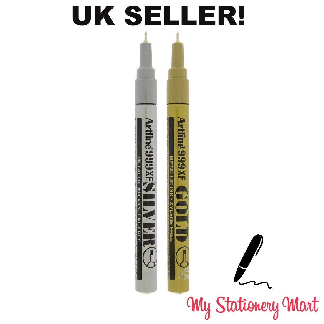 Artline EK-999XF Metallic Ink Gold Silver Pen Permanent Marker Cards 
