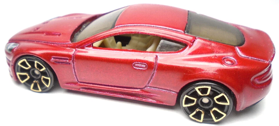 2011 HOT WHEELS ASTON MARTIN DBS RED 1:64 DIECAST 2 3/4" CAR WITH COPPER RIMS - Image 3 of 4