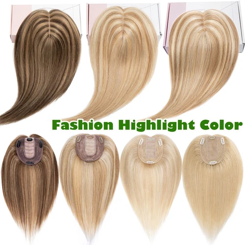 100% Echthaar Topper Toupet Extensions Clip In Remy Human Hair Toupee Haarteil l - Bild 15 von 84