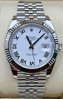 2025 BRAND NEW Rolex Datejust 126334 41mm SS White Roman Jubilee Fluted  Full