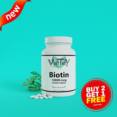 Biotin 10000 mcg Healthy Hair, Nails, Skin, Lower cholesterol
