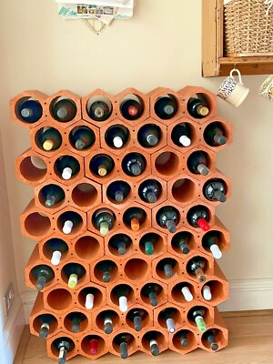 Weinregal, jede Einheit fasst 2 Flaschen, stapelbar, vielseitig, rustikal terrakotta