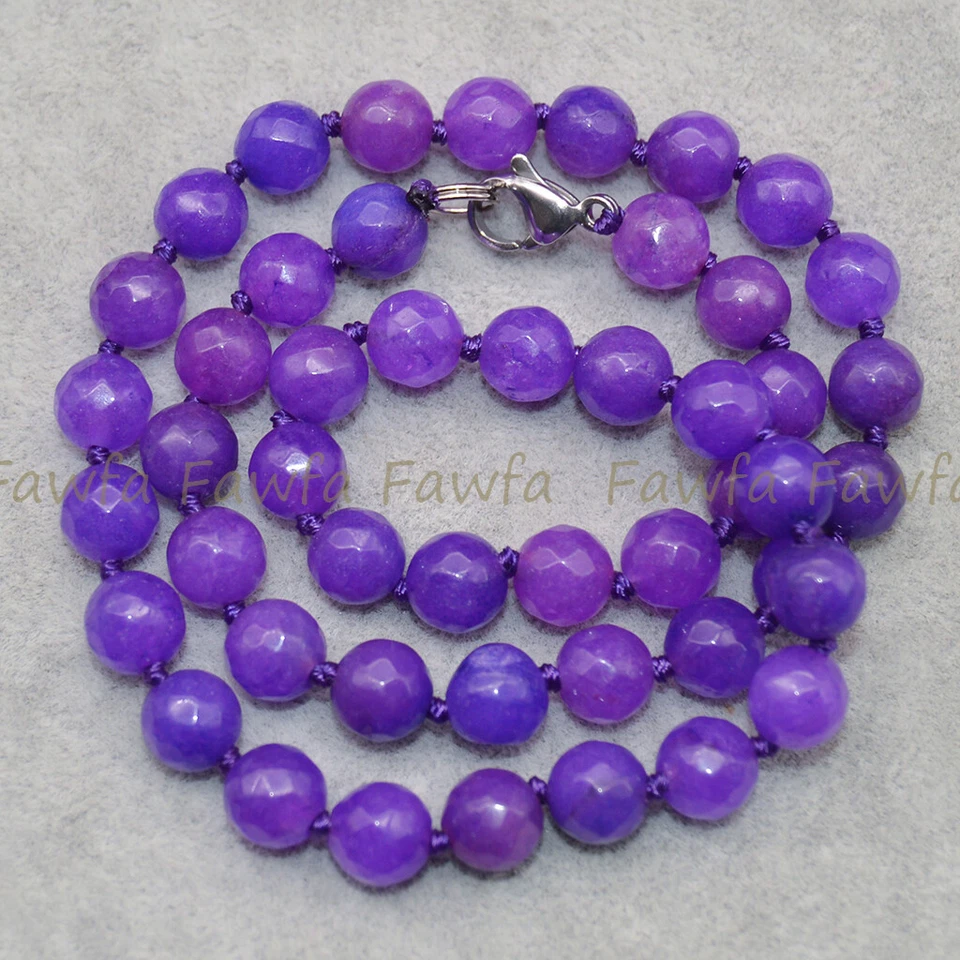 Collar de cuentas redondas de piedras preciosas de sugilita púrpura natural facetadas de 8 mm 14-48" Foto 4 de 4