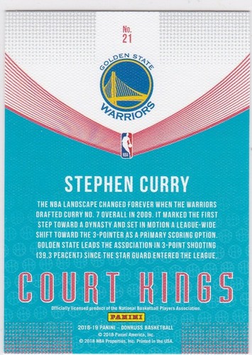 STEPHEN CURRY STEPH Donruss COURT KINGS Basketball Karte GOLDEN STATE WARRIORS - Bild 2 von 2