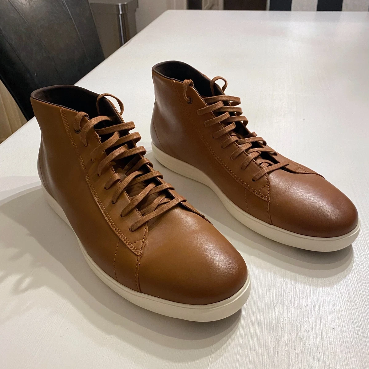 New Cole Haan Men s Brown Leather Grand Crosscourt High Top