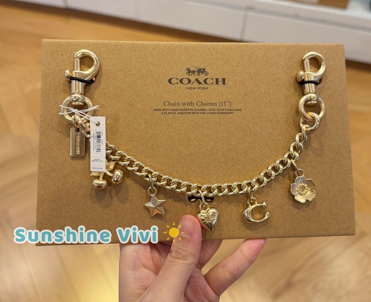 NWT COACH Gold Swagger Bag Chain With Charms CAX00 Gold/Gold | eBay