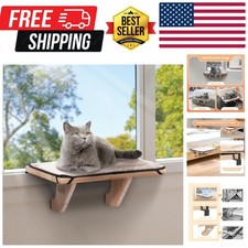 Natural Solid Wood Cat Hammock with Removable Fleece Mat, Easy to Assemble Wi...