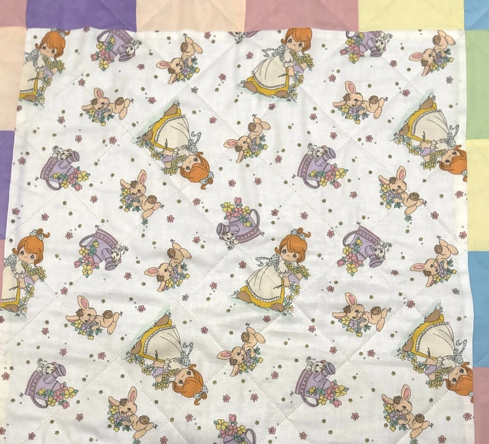 Manta de cuna hecha a mano para bebé Precious Moment 40" x 40" niñas púrpura NUEVO Foto 3 de 4