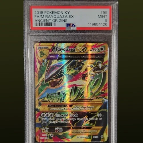 2015 POKEMON XY ANCIENT ORIGINS 98 FULL ART/M RAYQUAZA EX PSA 9