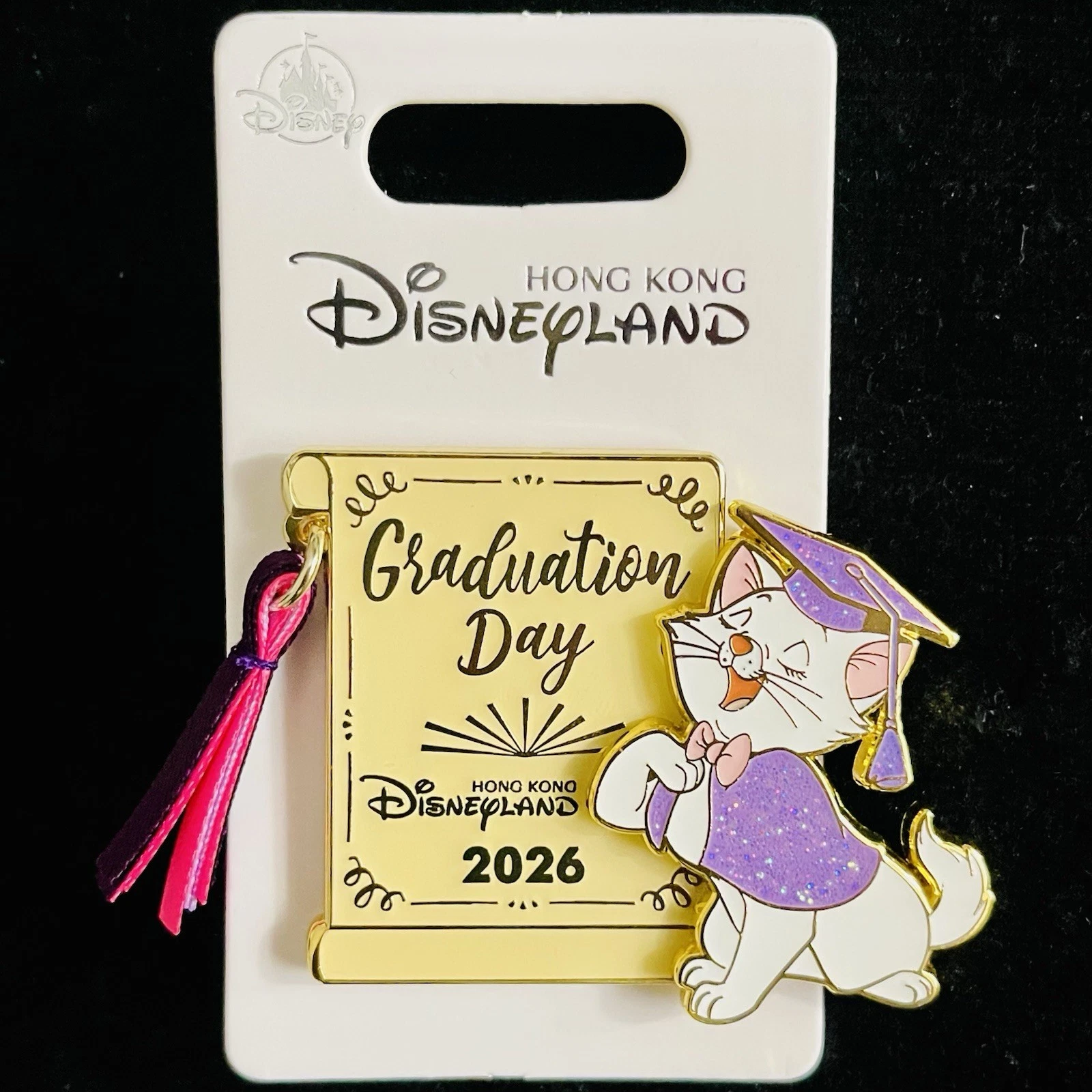 HKDL Marie Aristocats Happy Graduation Day 2026 Cap Gown Tassel Book Disney Pin