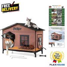 Deluxe Outdoor Cat House 31.5" - Insulated, Waterproof  Safe Shelter for Strays