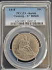 1844 P Seated Liberty Silver Half Dollar 50c PCGS XF Details Extra fine