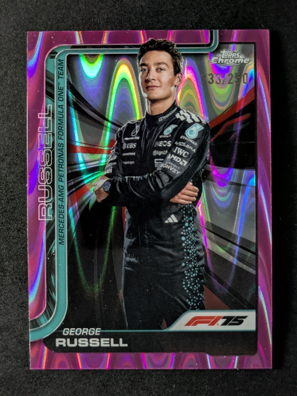2025 Topps Chrome F1 GEORGE RUSSELL 233/250 Pink RayWave Refractor #7
