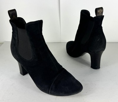 Louis Vuitton Gore LV Monogram Ankle Boots Black Suede Heels EU 39 US 9