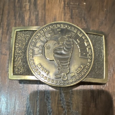 Michelin Logo Gold Tone Metal Men s Belt Buckle Made in USA MPN 9165