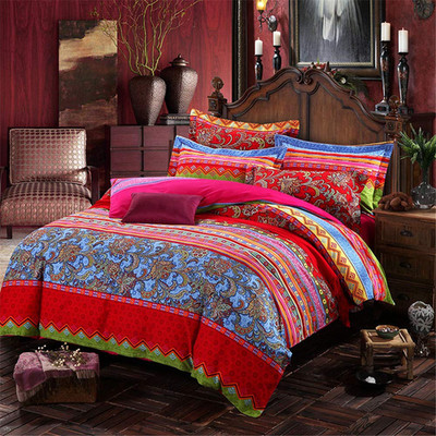 Abreeze Bohemian Duvet Cover Set Boho Cotton Bedding King Duvet Cover Set