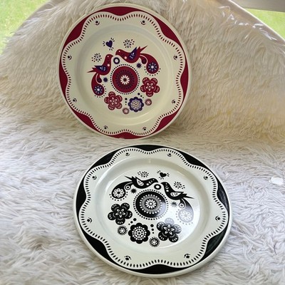 Nina Jarema For Wild And Wolf 2 Pc Enamel Plates Folklore Theme Vintage Style