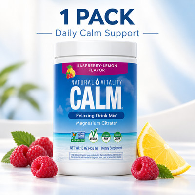 Natural Vitality CALM Magnesium Citrate Powder Raspberry Lemon 16 oz