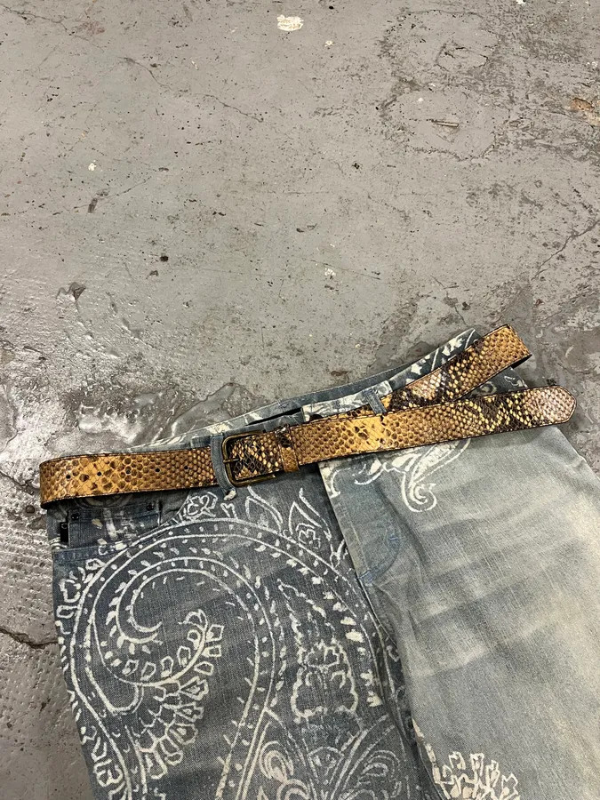 2000s Dries Van Noten Python Effect Leather Belt … - image 2