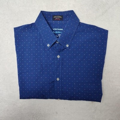 Paul & Shark Shirt Mens XL Blue Polka Dot Ocean Team Yachting Boating Dress Work