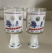 Pair Vintage 1969 NASA Apollo 11 Moonshot Man on the Moon Shot Glass Tumbler
