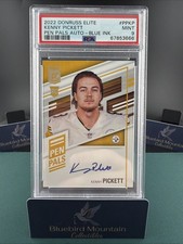 2022 Donruss Elite Pen Pals Kenny Pickett RC Rookie Blue Ink PSA 9