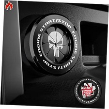 Rotary Push Start Button Cover, Punisher Car Accessories B-Punisher-Black