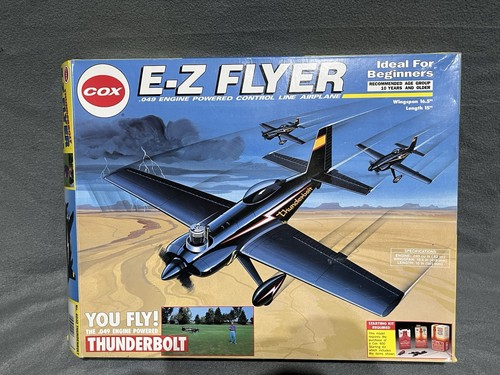 Cox E-Z Flyer Thunderbolt .049 Engine Powered Model Airplane w Box Vtg 90's READ