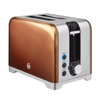 Swan Solace 2-Scheiben-Toaster Kupfer Edelstahl 930 W Auftauen Aufwärmen Abbrechen