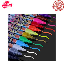 12 Neon Liquid Chalk Markers Wet Erase Pens for Blackboard, Glass, Window, Kids