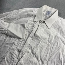 Brooks Brothers Mens Tuxedo Shirt White Slim Fit Pleated Bib French Cuff 17.5-33