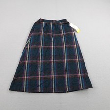 Vintage Piece Time Skirt Womens 8 Blue Plaid A Line Midi Wool Deadstock NEW
