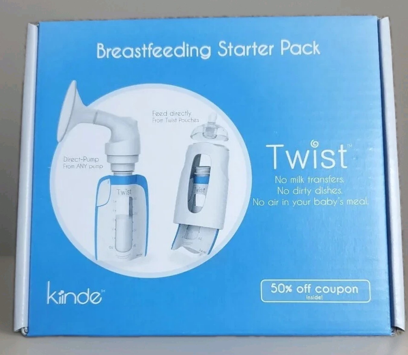 Breast feeding Starter Pack Kiinde Twist Kit Direct Pump Breast Milk NEW in BOX 