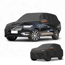 Car Cover All Weather for Volvo XC90 Black 190T-PU with Left Zipper