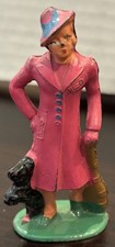 BARCLAY B157 LEAD FIGURE WOMAN PASSENGER IN PINK DRESS WITH BLACK DOG