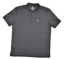 Tommy Bahama Mens Size Medium Polo Shirt Gray Striped Short Sleeve Cotton Blend